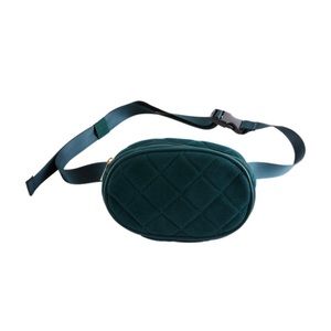 SUMMER & ROSE | Lillian Quilted Velvet Belt Bag (Emerald Green & Gold)
